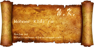 Wohner Klára névjegykártya